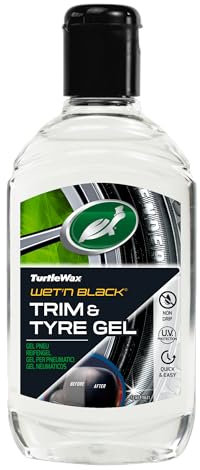 Sparco Turtle Wax 1830923 Restaurador de Molduras y Gomas en Gel Wet N Black, Brillo Negro Intenso, Escudo Protector Resistente, 300 ml, Limpia Neumáticos, Ruedas