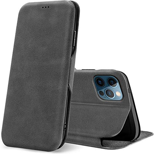 Verco plånboksfodral för iPhone 12 skal (6.1), iPhone 12 Pro skal Premium pu läderplånbok Flip Case Wallet för Apple iPhone 12/12 Pro bokfodral fodral, Grå