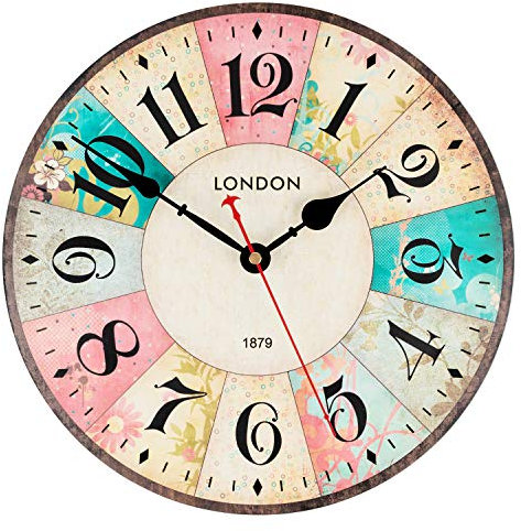 KI Store Holz Wanduhr rosa Kinder Lautlos Kinderuhr Lautlosem Uhrwerk 30cm Stille Nicht tickende wanduhr Mädchen geräuschlos ohne tickgeräusche für Küche Schlafzimmer Wohnzimmer