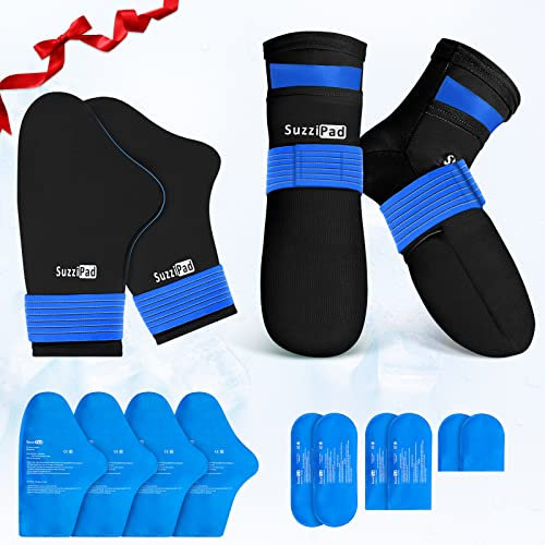 SuzziPad Kältetherapie-Socken & Hand-Eispack, Kältehandschuhe für Chemotherapie Neuropathie, Chemo-Pflegepaket für Frauen und Männer, ideal für Plantarfasziitis, Karpaltunnel, Arthritis-Fuß, S/M