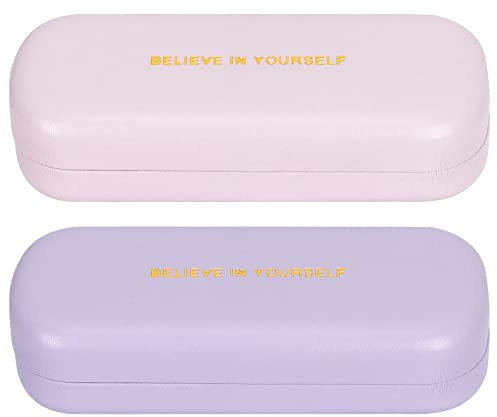 Simpolor 1/2 Stück Hardcase Brillenetui, Kratzfeste Tragbare Brillenbox, Hartschalen Etui Brillenorganizer Brillenaufbewahrung für Sonnenbrille Lesebrille,Lila + Rosa