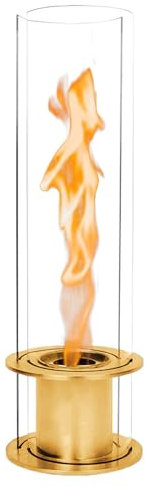 Einzigartiger Tischkamin, Ethanol Kamin, Bioethanol Tischfeuer, Feuerschale aus Beton, Indoor & Outdoor, Tischdeko für den Innenraum und draußen, für Balkon, Terrasse, Gartenfackel (Gold)