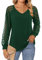 Beluring Tunic Tops for Women Loose V Neck Blouse Lace Long Sleeve Tshirt Dark Green Size 16 18