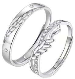 Bague De Couple Épis De Blé, Alliances Love Forever, Taille Réglable, Bague De Fiançailles Élégante, Bague Ouverte, Bagues Assorties Pour Elle Et Lui Pour Promesse D'Amour/Saint Valentin, Blanc