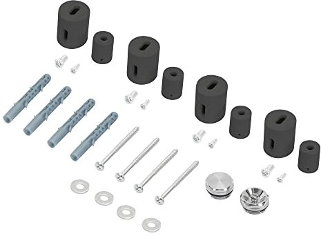 LuxeBath Support pour Radiateur Design de Salle de Bain, Anthracite, Matériel de Montage: Supports Muraux, Vis et Chevilles, Vis de Support, Rondelles, Vanne de Purge 1/2 Pouce, Obturateur 1/2 Pouce