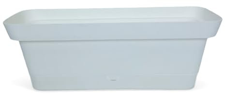 Ecoplast | Balconetta Origine 50cm, Fioriera da Esterno in Plastica, Fioriera da Balcone Bianco, 49x16,5x17, Made in Italy