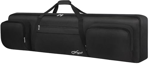 SNIGJAT 88 Key Keyboard Case Soft (Size: 53.5x13.8x6.8), Padded Piano Case with Handle and Adjustable Shoulder Straps, Keyboard Gig Bag with 3 Pockets for Music Stand, Sustain Pedals, All Black