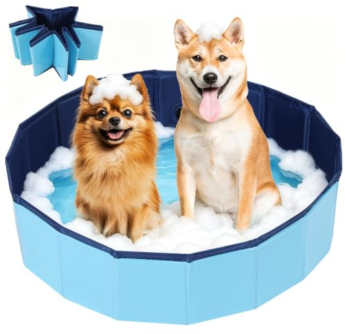 NATGAI 39 x 12 in Foldable Dog Swimming Pool, PVC Pet Bath Tub Whelping Box
