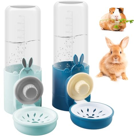 2 Piezas Bebedero Conejo para Jaula, 500ml Grande Botella Agua Conejo, Antigoteo Automática Dispensador de Agua para Animales Pequeños Conejos, Loros, Hamsters, Cobayas, Chinchillas, Erizos y Ardillas