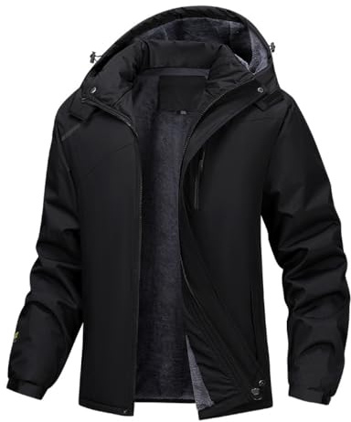 Suncadmious Chaquetas de esquí de Invierno para Hombre Abrigos de Lana Impermeables Chaqueta de Snowboard térmica aislada Parka Impermeable con Capucha (Negro,3XL)