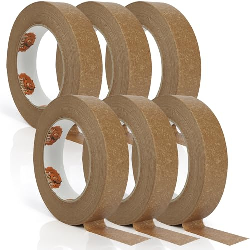 TAPEBEAR Narrow Kraft Paper Tape 1 x 164FT Eco-Friendly Packing Tape