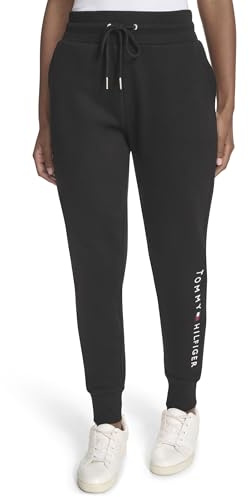 Tommy Hilfiger Women's Sportswear Fleece Logo Jogger Pants, Black, X-Small