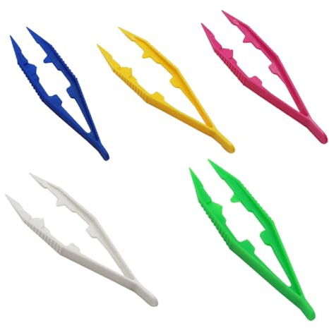 5 Pcs Plastic Tweezers for Feeding Reptiles Plastics Tweezer for Kids DIY Colorful Craft Kids Tweezers for Beads Children for Family Handmade Classroom