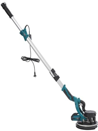 Levigatrice elettrica per muro a secco con aspirazione della polvere e illuminazione a LED, 850 W, per parete e soffitto, 6 livelli di velocità, lunghezza regolabile da 1,54 m a 2 m, tubo incluso