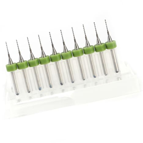 ViaGasaFamido 10 Piezas de Brocas de Micro de Carburo, Brocas de Perforación PCB, Materiales de, Mejora de la Calidad de la Pared de los Agujeros, Espacio de Descarga de Desechos Grandes, Artesanía