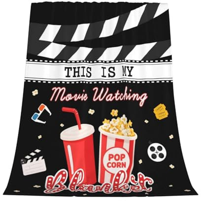 GardEssere This Is My Movie Watching Throw Blankets Movie Lover Gifts Flannel Funny Cartoon Warm Soft Blanket Throws for Sofa Bedding for Men Women Boys Girls 100x130 CM