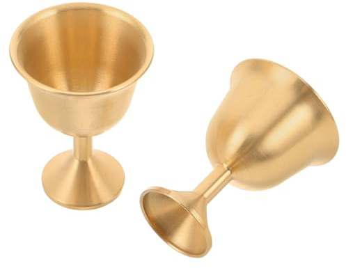 OFFSCH Lot de 2 Gobelets en Laiton Moyen 250 Ml Coupe Sainte Communion Calice Vintage Métal Doré Cérémonie Mariage Banquet