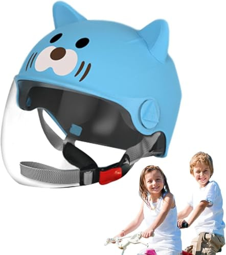 Casco Da Moto Per Bambini, Bambine E Bambini, Casco Kid Jet Con Visiera, Casco Da Bicicletta Per Bambini, Sgancio Rapido, Rimovibile, Lavabile, 48-55 Cm 1,48~55cm