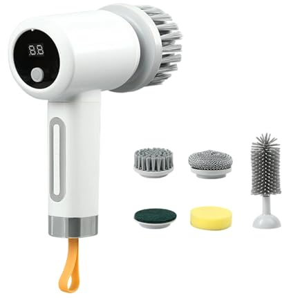 Brosse à récurer électrique | Outil de ménage électrique à 3 niveaux avec 5 têtes de brosse – Brosse de nettoyage pour salle de bain, carrelage, joints, sol, toilettes, cuisine, mur, maison