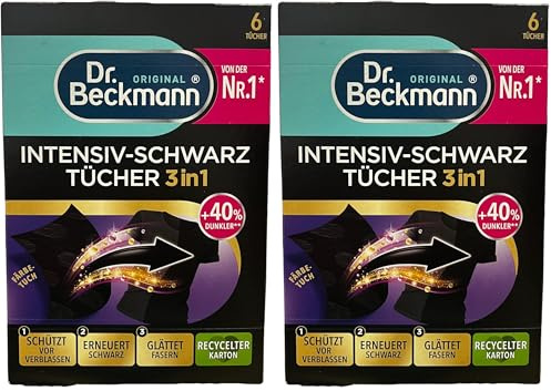 Dr. Beckmann Paños negros intensos, para fibras negras intensas y lisas, 6 toallitas (Paquete de 2)