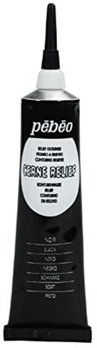PEBEO 390037 37 ml Vitrail Stained Glass Effect Cerne Relief Tube with Nozzle, Black