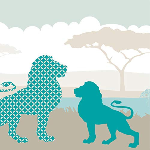 ANNA WAND Kinderzimmer Bordüre selbstklebend I Made in Germany I Tapetenbordüre 450 x 11,5 cm I Wandtattoo Mädchen & Junge I HELLO AFRIKA Türkis/Blau