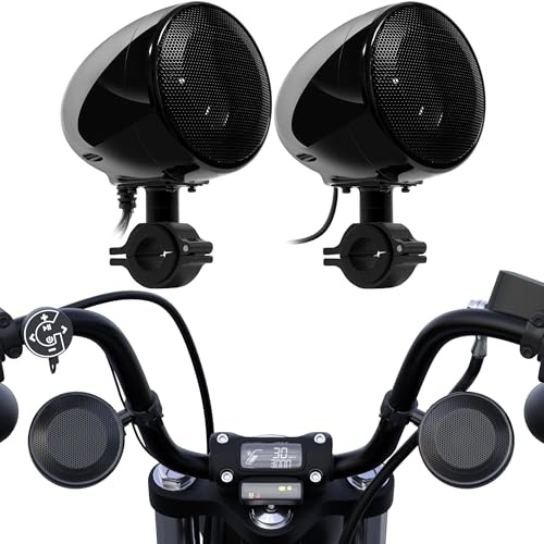 GoHawk AN4 Gen.2 Amplificateur intégré Tout-en-Un de 10,2 cm Gamme complète étanche Bluetooth pour Moto Système d'ampli Audio avec AUX pour Harley ATV RZR UTV 4 Roues (AN4 Noir)