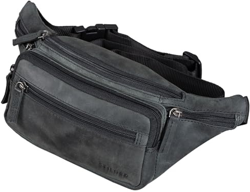 STILORD Zion Vintage Gürteltasche Echtleder als Bauchtasche Umhängetasche oder Brusttasche Cross-Body Bag Hüfttasche Männer Damen Handy Festival Leder Farbe:anthrazit