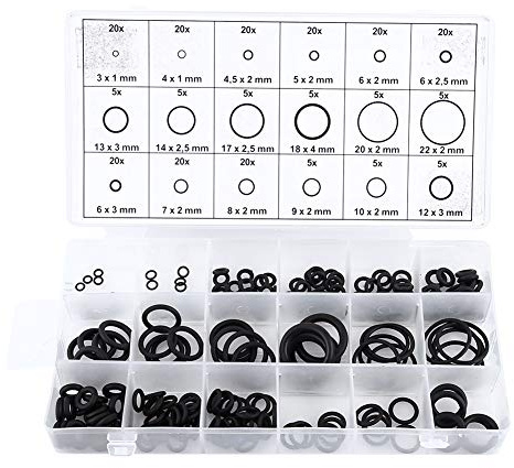 Gummi-O-Ring-Sortimentskits 225-Teiliges Universal-Dichtungssortiment Für Sanitär- Gas- Automobil- Und Wasserhahnreparaturen Widerstehen Öl- Und Wärme-O-Ringen Mit Kunststoffbox,Dichtungen/O-Ringe