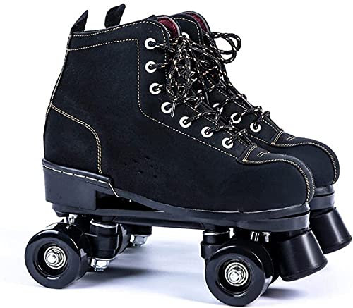 JianJud Damen Rollschuhe Schwarz High-Top Rollschuhe Zweireihige Rollschuhe Rollschuhe Vierrädrige Rollschuhe Fun Shiny Rollschuhe Für Erwachsene, Jungen, Mädchen A,45