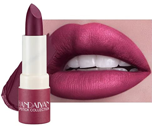 Lápiz labial mate resistente al agua, lápiz labial hidratante de larga duración, lápiz labial Sexy de terciopelo rojo rosa, lápiz labial desnudo, lápiz labial cosmético para mujer (Fucsia)