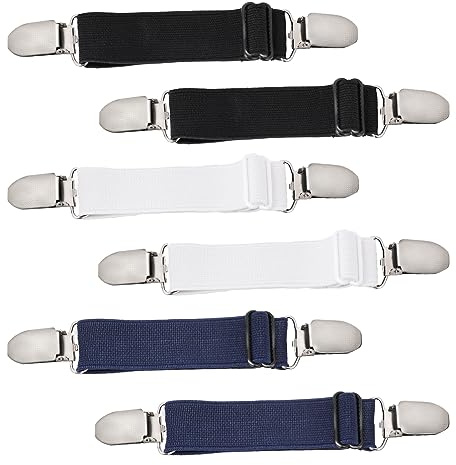 Mozeat Lens 6 Pcs Adjustable Hip Elastic Belt, Elastic Band for Sewing Pant Waist Tightener Pant Elastic Belt Clip Women Men Back Cinch for Jeans Pants Dresses
