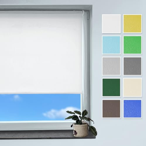 Rollmayer Classic Rollo Klemmfix ohne Bohren, Seitenzugrollo Rollo für Fenster und Tür (Classic Weiß, B100cm x H150cm)