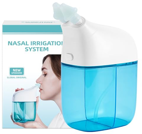 SEMIOEN Nasal Irrigation System, Nasal Rinse Machine, Sinus Rinse Machine, Sinus Cleaner Machine with Water Tank & Waste Collection Tank - Nose Cleaner for Sinus,SinusAdult,Allergy Relief - Blue