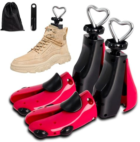 Potufa Schuhspanner Herren und Damen, Schuhdehner Schuhweiter für Einstellbare Breite Und Länge, 4-Wege Stiefelspanner werden verwendet, Dient zur Lockerung zu enger Schuhe(Rot 2PCS)
