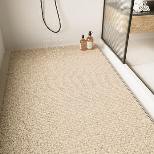 Alfombrilla de ducha grande, antideslizante, antimoho, cómoda alfombra de baño suave con agujero de drenaje, lavable y de secado rápido, pies de masaje (blanco, 60 x 120 cm)