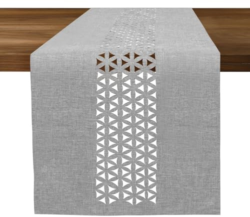 KQDRAVINE Camino de mesa moderno con diseño primaveral, moderno, gris, estilo bohemio, lavable, impermeable, 184 x 33 cm