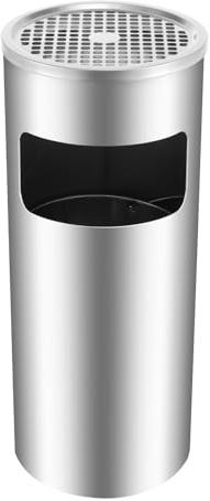 2-in-1 Standaschenbecher für draußen Mülleimer mit Aschenbecher 60,5 x 24,5 cm 30 L Grau,Wasserdicht & brandsicher für Garten/Terrasse