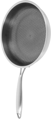 POPETPOP Padella Wok in Acciaio Inox 28 Cm Fondo a Nido D’ape Antiaderente, Adatta per Fornelli a Induzione, Multiuso per Friggere e Cuocere al Vapore, Pentola da Cucina Resistente