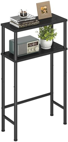 Asgolion Console Table, 2-Tier Slim Sofa Table, 40 x 20 x 80 cm | Narrow Hallway Table with Metal Frame, Industrial Style for Small Spaces Entryway Living Room, Sturdy, Black