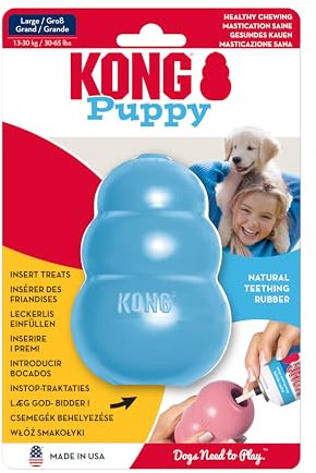 KONG – Puppy Toy Naturkautschuk zur Zahnungshilfe – Kauen, Jagen, Apportieren (Farbvar.) – Für Große Welpen