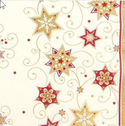 20 Servietten Stars and Swirls Gold Sterne & Wirbel Gold/Weihnachten/Ornamente 33x33cm