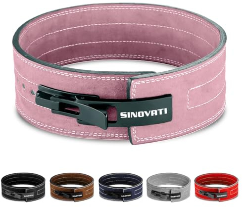 SINOTAVI Cinturón Gym de Hombre. Faja para Levantar Peso. Cuero de Vaca con Hebilla. Cinturón Fitness. Cinturones de Musculación. Cinturones Powerlifting y Bodybuilding de 8,5 cm / 10 cm de Altura