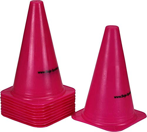 Boje Sport 10er Set Markierkegel, 23 cm, pink, für das Fußballtraining, Trainingshilfen, Leitkegel, Verkehrshütchen für Kinder, Sport, Inlineskating, Reitsport und Leichtathletik