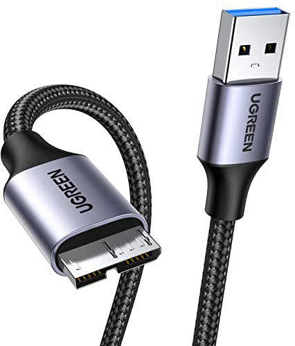 UGREEN USB 3.0 Micro B Kabel USB 3.0 Stecker auf Micro B Stecker Datenkabel für externe Festplatten Seagate, Toshiba Canvio, Western Digital (WD), My Passport, Galaxy S5, Note 3/ Pro 12.2 usw. (0.5m)
