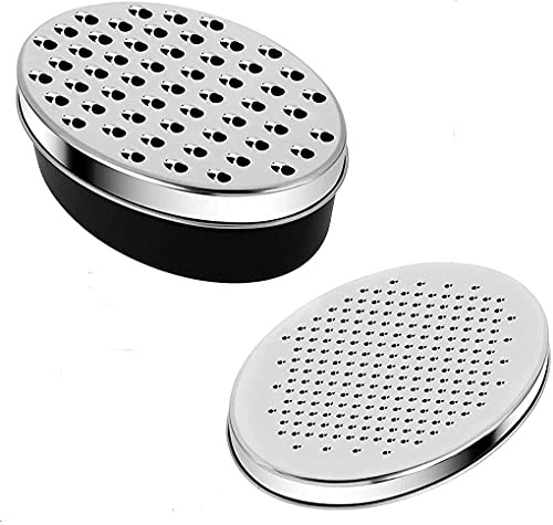 MAGICVOGEL Käsereibe mit Behälter,Edelstahl 2 Reibeflächen Küchenreibe Gemüsehobel Zitronenschaber Parmesanreibe Kartoffelreibe Gurkenhobel Handreibe mit Box (Schwarz)
