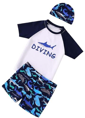 TODREMOU UV Shirt & Badehose Kinder Jungen Jahre - UV Badeset Junge Badeshirt Schwimmshirt Badeshorts UV-Schutz UPF 50+