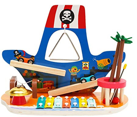 Montessori Spielzeug ab 1 Jahr,Holzspielzeug ab 1 Jahr,Piratenschiffe Xylophon Kinder Musikinstrument Spielzeug Set,Baby Musikspielzeug,Montessori Lernspielzeug für Mädchen Jungen ab 1 2 3 4 5 Jahr