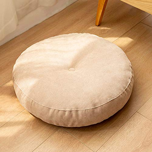 LLDHWX rund/enfärgad / manchester/golvkudde/andas/tatami/golvkudde/tjock/halkfri/bomull linne/meditationskudde/för/yoga, vit, 42 x 42