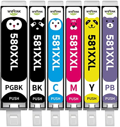 WYFYINK PGI-580 CLI-581 XXL für Canon 581 580 XXL Multipack Druckerpatronen Kompatibel mit Canon Pixma TS8150 TS8151 TS8152 TS8250 TS8251 TS8252 TS8350 TS8351 TS8352 TS9150 TS9155 (6 Pack)